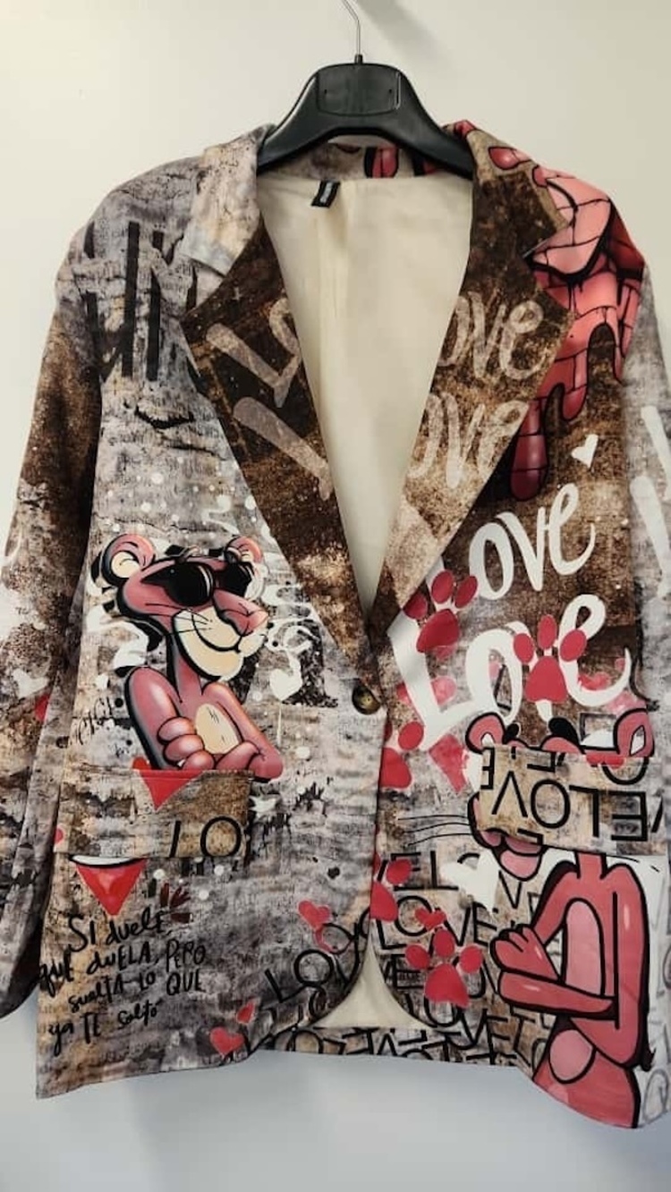 L910 A | Loowie Graffiti Love Street Art Blazer | Pink Panther | One Size S-L